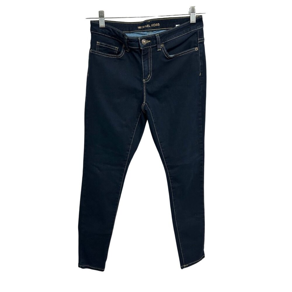 Michael Kors Womens Izzy Skinny Jeans Size 4 Dark Wash Cotton Blend